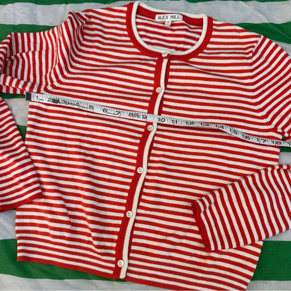 ALEX MILL striped cardigan cotton button up - Picture 3 of 6